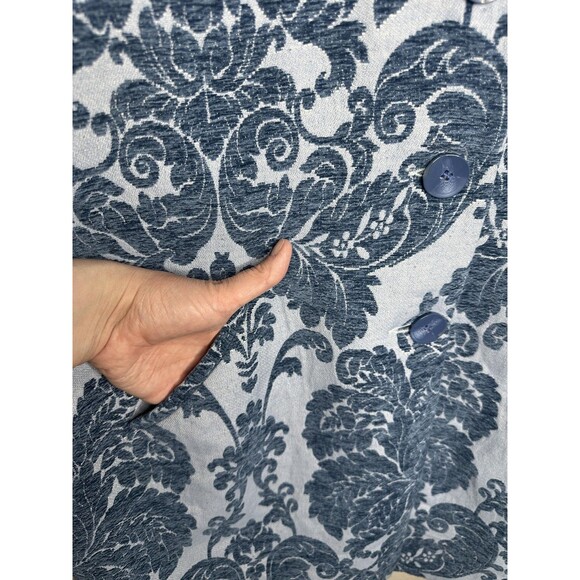 NEW Soft Surroundings Coat Womens XL Blue Damask Jacquard Topper Style 28X94 - Picture 5 of 9